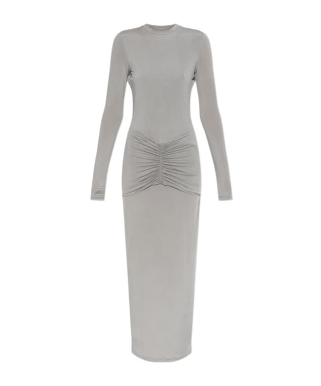 Balmain Ruched Open-Back Maxi Dress