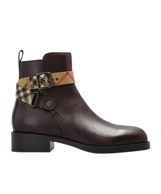 Burberry Huntley Check Strap Ankle Boots