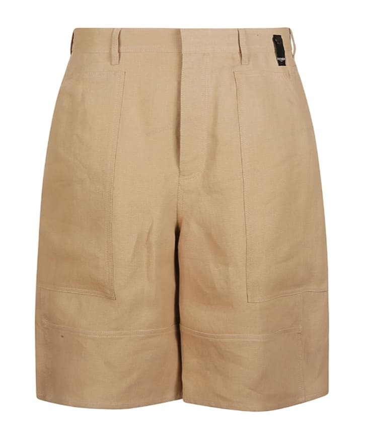 Fendi Logo Patch Wide-Leg Shorts