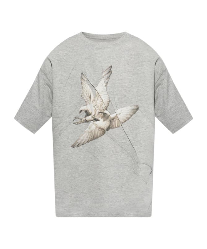 bird-print T-shirt