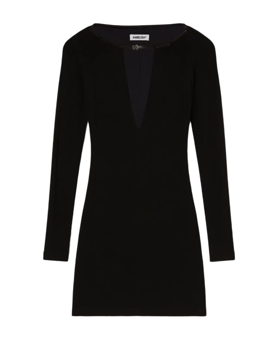 Ambush Deep V-Neck Long Sleeved Mini Dress