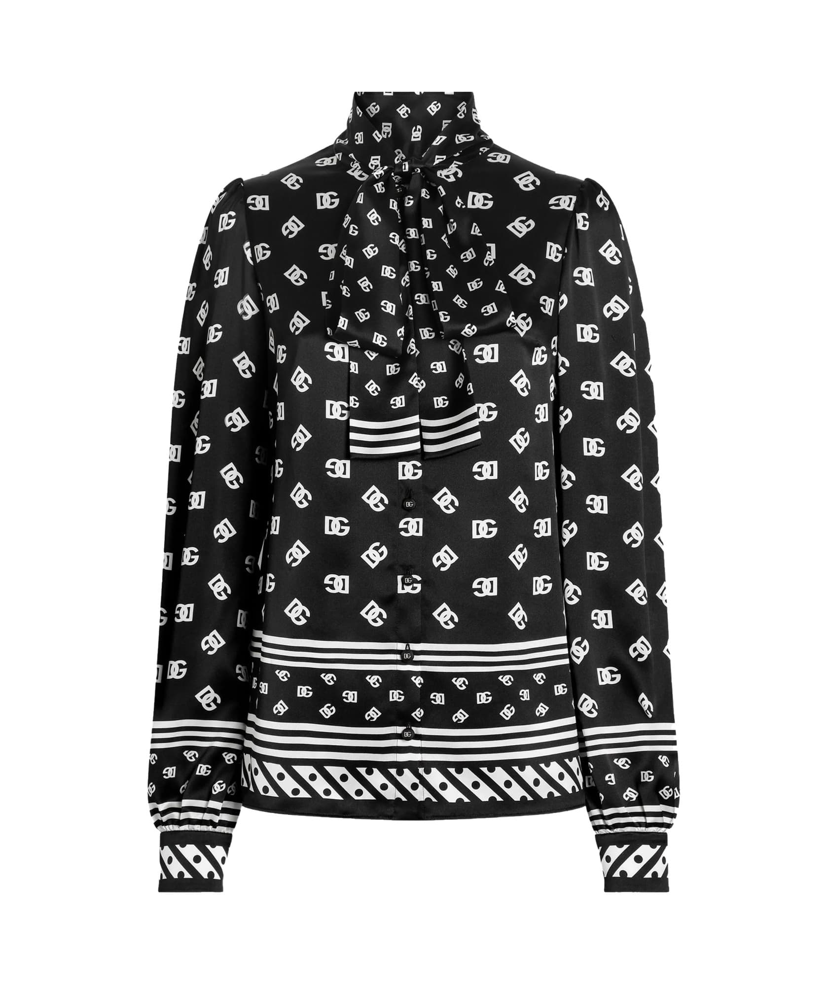 Dolce  Gabbana DG Printed Pussy-Bow Shirt