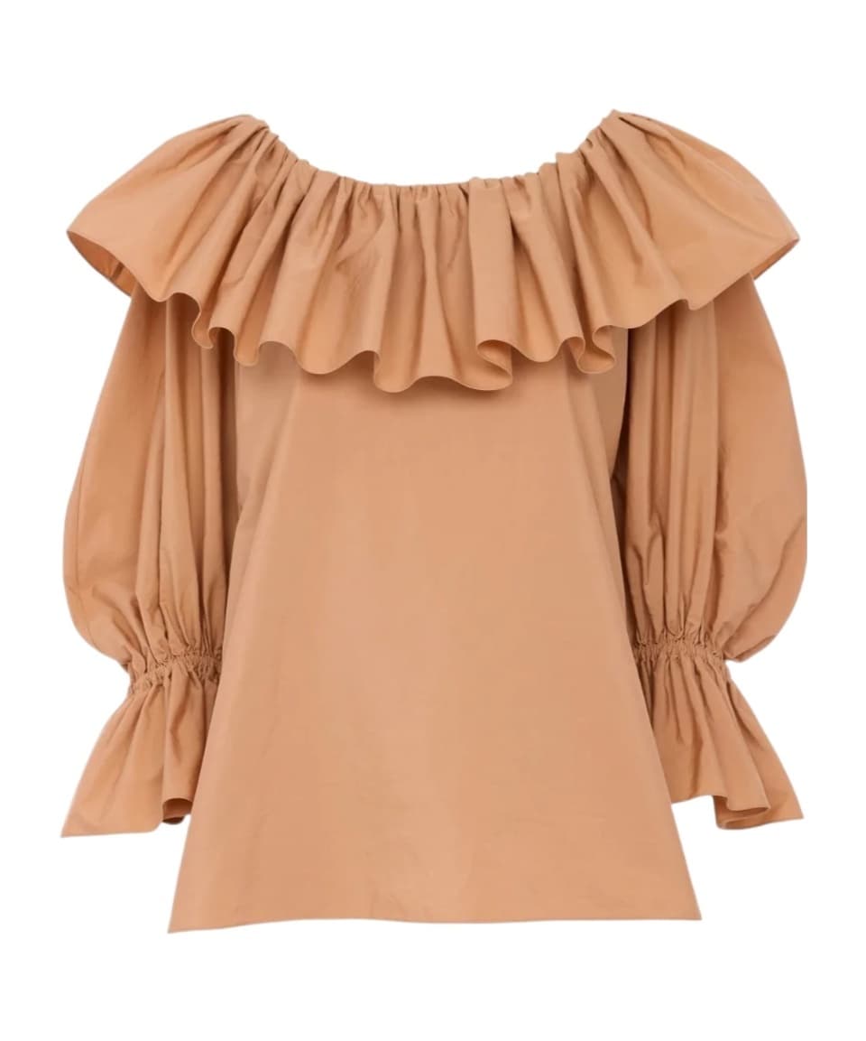 Chloé Ruffled Poplin Long-Sleeve Top