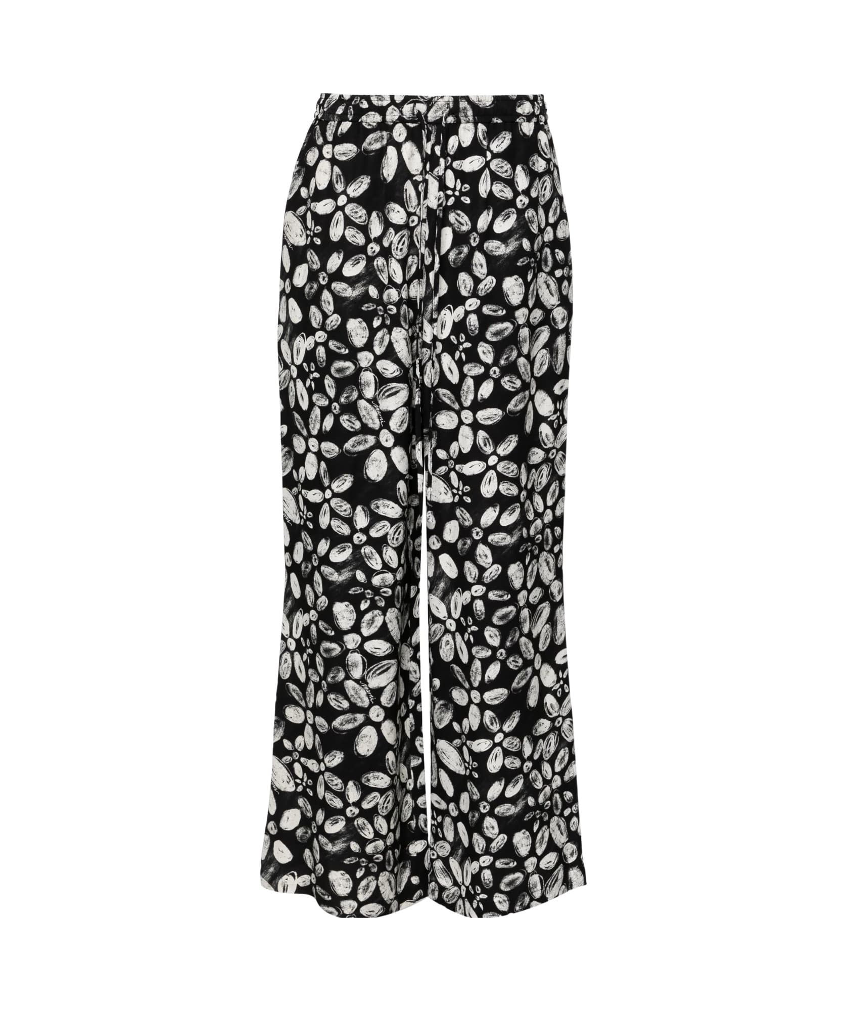 floral crepe straight trousers
