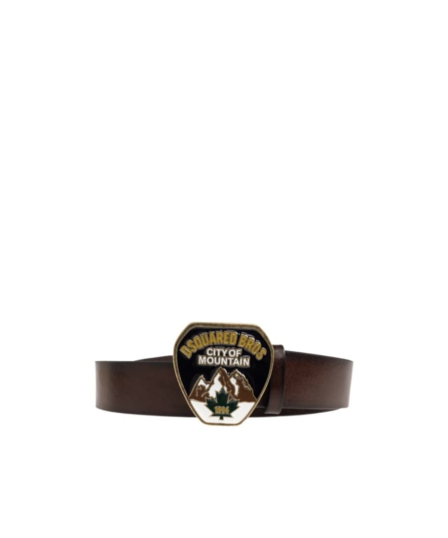 plaque-buckle leather belt