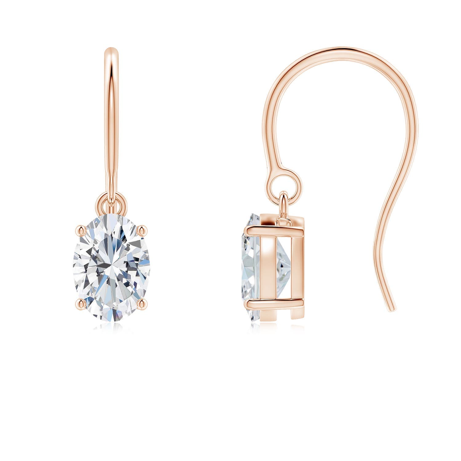 Lab-Grown Oval Diamond Solitaire Drop Earrings