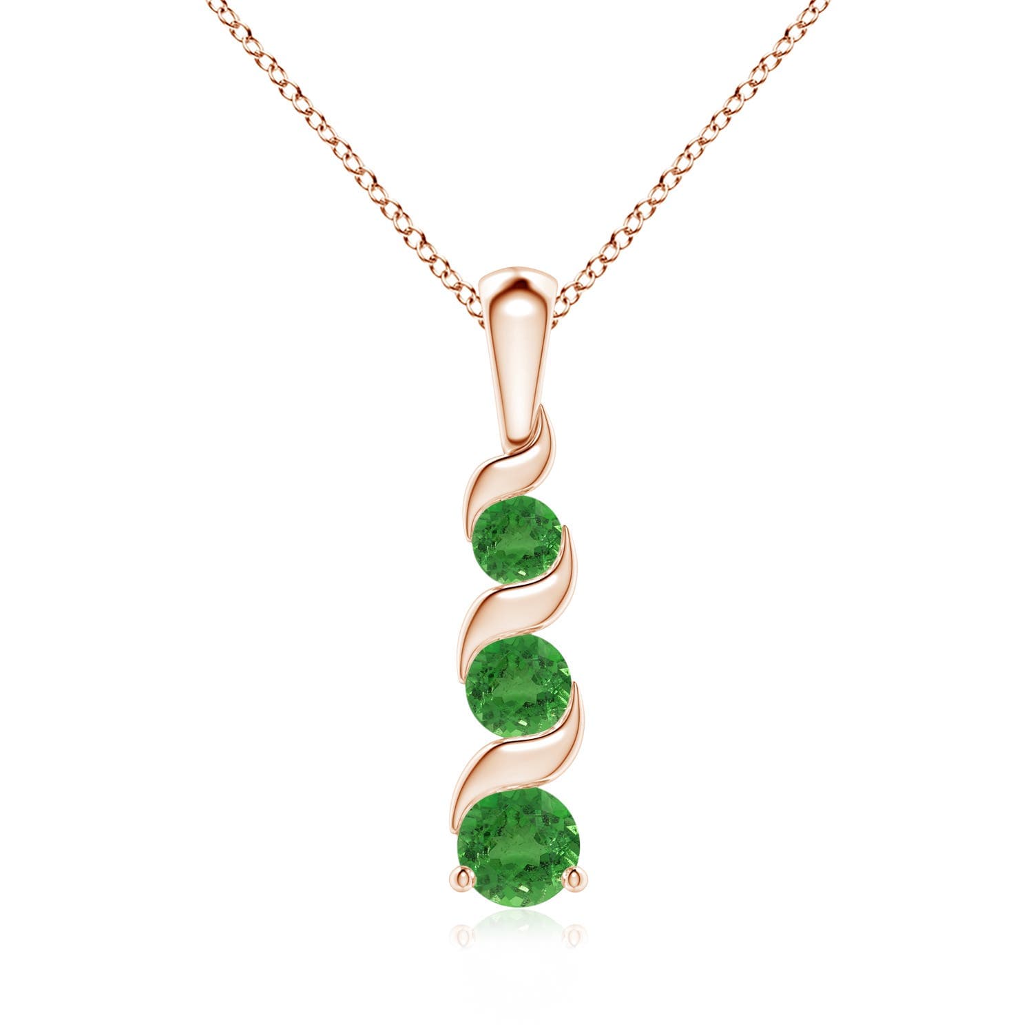 Channel-Set Round Tsavorite Three Stone Journey Pendant