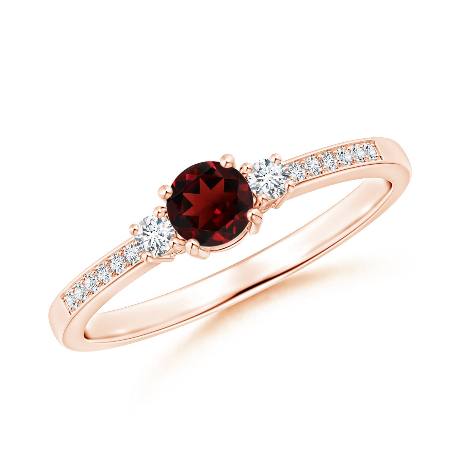 Classic Three Stone Garnet and Diamond Ring