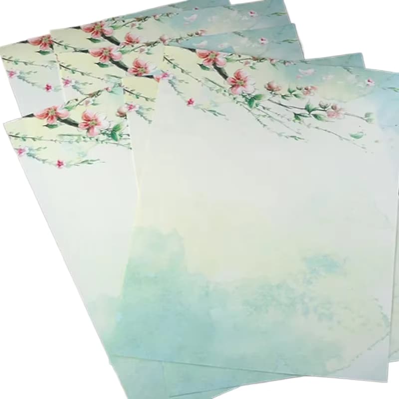 8pcs/set Letter Papers Traditional Chinese Style Flowers Pattern Letter Paper Stationery Letter Pad Festival Papers Retro