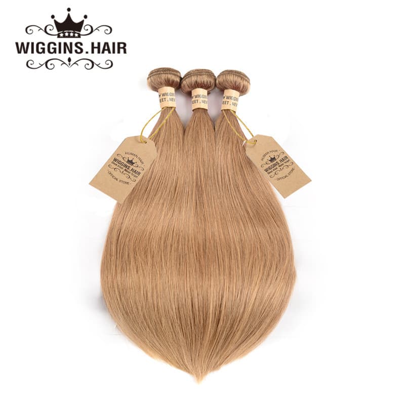 Brazilian Human Virgin Hair Honey Blonde Color #27 3pcs Straight Hair