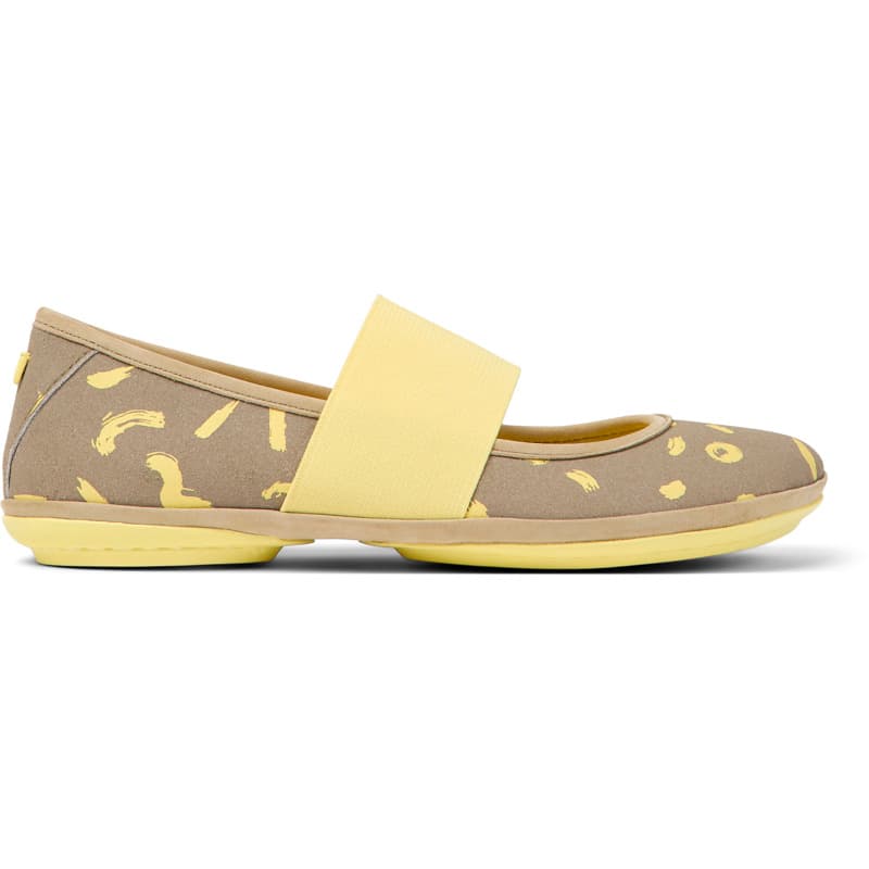 CAMPER Right - Ballerines pour Femme - Beige,Jaune, taille 35, Cuir velours