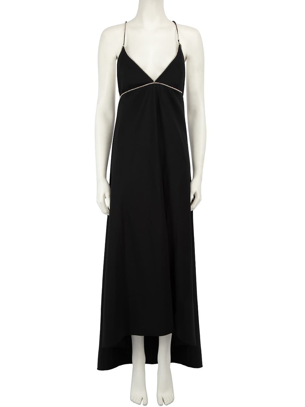 Franc?oise Black Crystal Embellished Wool Slip Dress