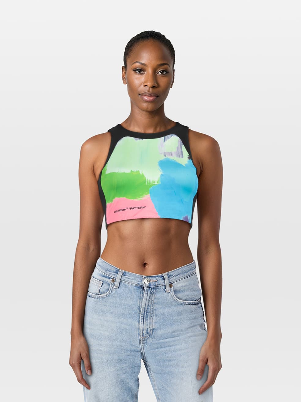 Off-White Brush Stroke Pattern Crop Top