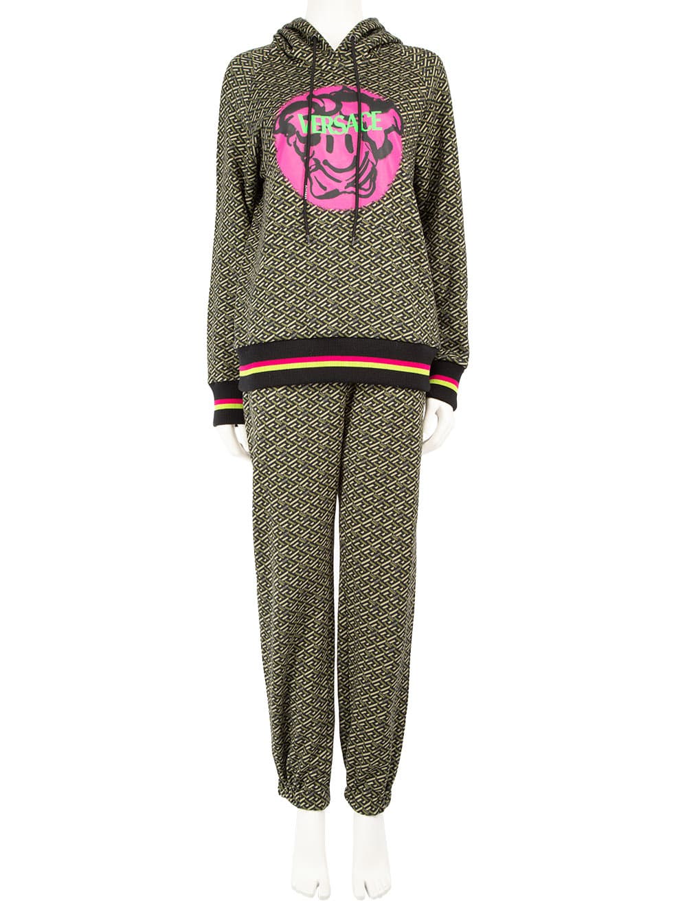 Versace Khaki Graffiti Medusa Logo Tracksuit Set