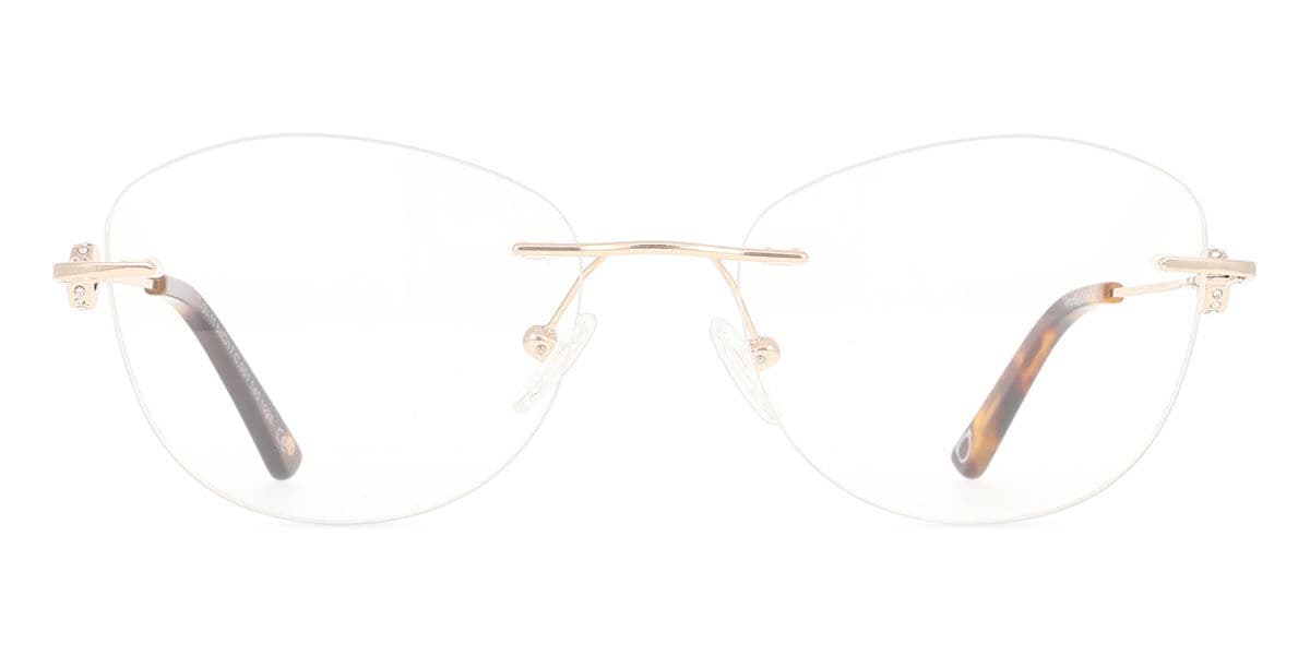 Cat Eye Rimless Titanium Women’s  Prescription Glasses Online Gold  Size 53 - Blue Light Block Available - SmartBuy Collection
