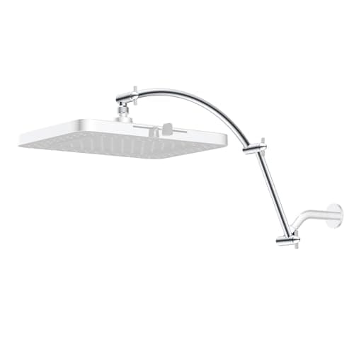 Hibbent All Metal 20'' Shower Head Extension Arm, Solid Brass Flexible Height & Angle Adjustable Shower Arm Extender with Lock Joint, Universal