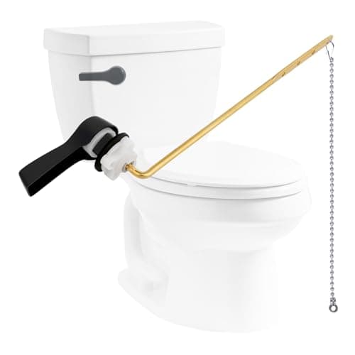 Hibbent Universal Front Mount Metal Toilet Handle Replacement Kit, Brass Toilet Tank Flush Lever with Stainless Steel Adjustable Flapper Chains for
