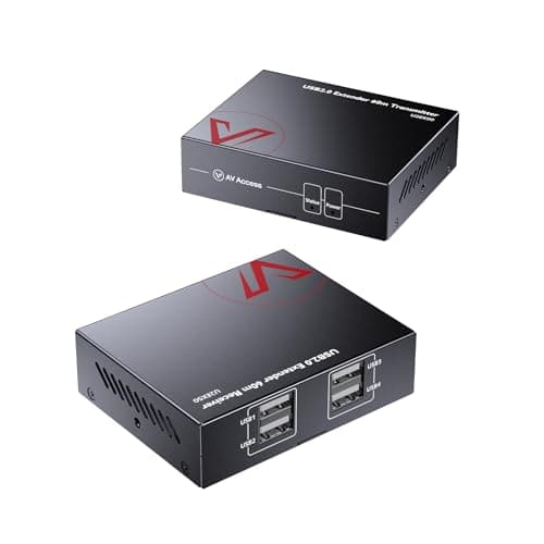 AV Access USB 2.0 Extender Over CAT5e/CAT6/CAT7 Up to 60m/196ft | Plug & Play, USB Over Ethernet Extender Kit, No Driver, Ideal for Webcam, KVM,