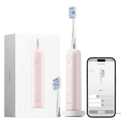 Laifen Wave Pro Toothbrush, 60° Oscillation & Pressure Sensor, Pink ABS | ABS Material, APP Connectivity, 2 Replacement Brush Heads, 70-Day Battery,