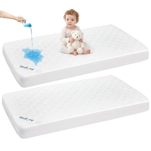 BEDLORE 2 Pack Waterproof Mattress Protector Crib,Soft &Skin Friendly，White | Breathable & Noiseless Mattress Pads, Dirt-Proof Machine Washable