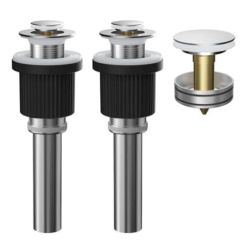 Hibbent 2 Pack Universal Metal Bathroom Sink Drain Stopper, Pop Up Drain Strainer for Lavatory Vanity Vessel Sink & Overflow and Without Overflow,
