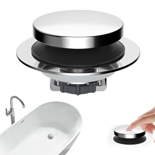 Hibbent 3 in 1 Metal Bathtub Drain Stopper, Universal Pop Up Tub Stopper, Bathtub Drain Hair Catcher, Removable Filter Basket, Anti-Clogging Drain