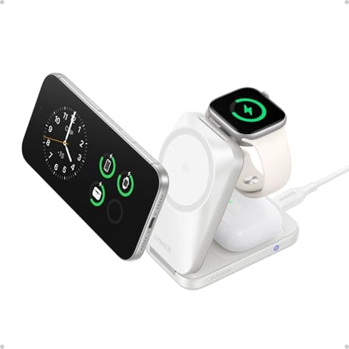 Anker Prime 25W Qi2.2-Certified Palm-Sized 3-in-1 Foldable MagSafe Charger | Travel-Ready Charging Station, AirCool Wireless Charger for iPhone 17,