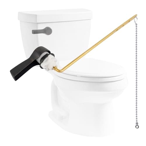 Hibbent Universal Front Mount Metal Toilet Handle Replacement Kit, Brass Toilet Tank Flush Lever with Stainless Steel Adjustable Flapper Chains for