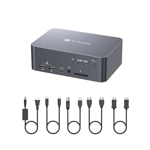 AV Access KVM Switch Docking Station for a Laptop and Desktop Dual Monitor, 1G Ethernet, EDID, Type-C 60W Charging for Laptop, USB 3.0 4K KVM Switch