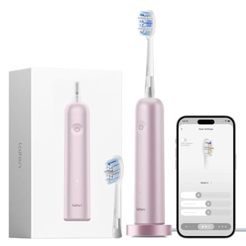 Laifen Wave Pro Sonic Toothbrush, 60° Oscillation & Pressure Sensor, Pink | Aluminum Material, APP Connectivity, 2 Replacement Brush Heads, 70-Day
