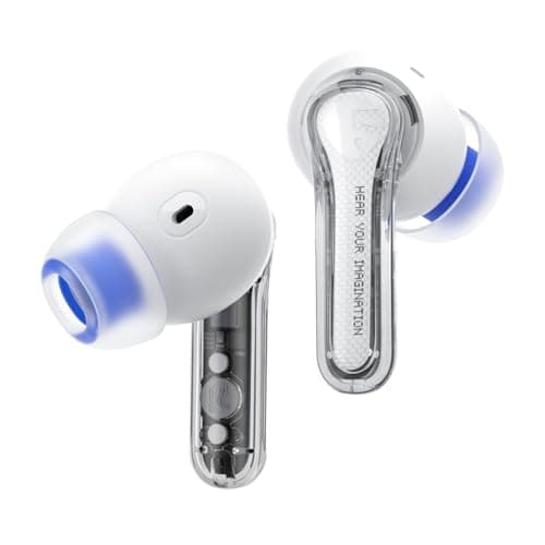 SOUNDPEATS Clear Wireless Earbuds, Dual Mic ENC Calls, Custom EQ via APP | Low Latency Game Mode, Transparent Mode, Noise Elimination, Sweat & Splash