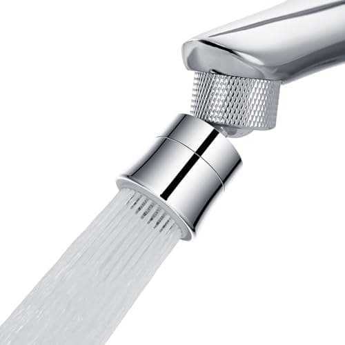 Hibbent 360° Swivel Kitchen Faucet Aerator - Solid Brass Dual Spray Mode, Bubble/Strong Spray with 1.8 GPM Flow Rate, Universal Fit for Standard