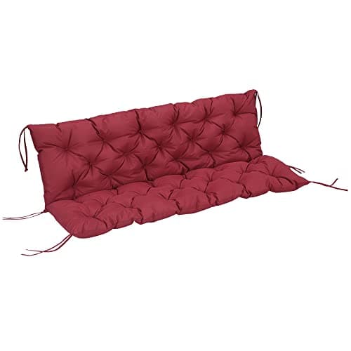 Outsunny Porch Swing Cushion with Back 3-Seater 59.1" x 38.6" Wine Red | With Backrest, Non-Slip 3-Seater Soft Pad, Swing Chair Mat Replacement,
