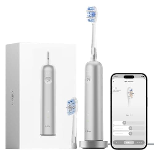 Laifen Wave Pro Sonic Toothbrush, 60° Oscillation & Pressure Sensor, Silver | Aluminum Material, APP Connectivity, 2 Replacement Brush Heads, 70-Day