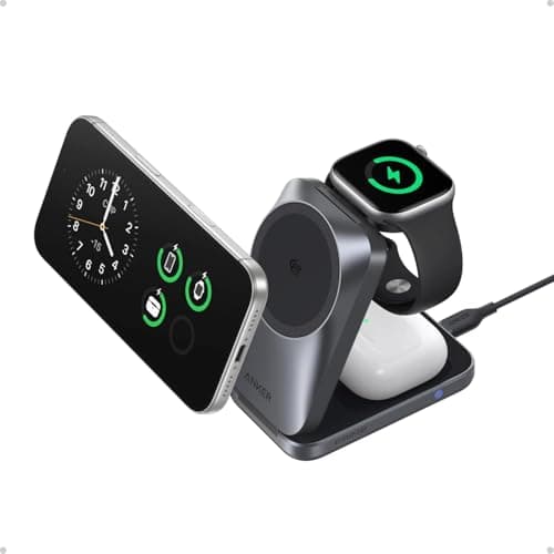 Anker Prime 25W Qi2.2-Certified Palm-Sized 3-in-1 Foldable MagSafe Charger | Travel-Ready Charging Station, AirCool Wireless Charger for iPhone 17,