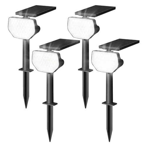 Lepro Solar Spotlights Outdoor 4-Pack, 43 LEDs Outdoor Solar Lights 6500K Daylight White, IP65 Waterproof, Dusk-to-Dawn, Auto On/Off Solar Garden