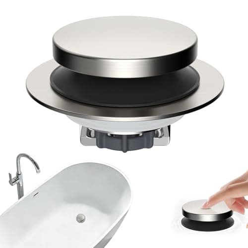 Hibbent 3 in 1 Metal Bathtub Drain Stopper, Universal Pop Up Tub Stopper, Bathtub Drain Hair Catcher, Removable Filter Basket, Drain Plug for