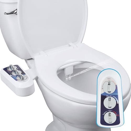 Hibbent Bidet Attachment for Toilet with Self Cleaning Dual Nozzle, Hot and Cold Water Spray Non-Electric Mechanical Toilet Seat Bidet for Rear or