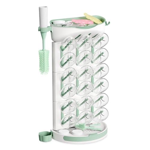 Momcozy DIY Larger Bottle Drying Rack, 18 Bottles Vertical Space Saving | Ventilated Drying for Baby Accessories & Pump Part, BPA-Free Food-Grade,