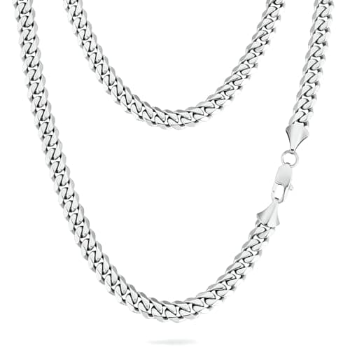 KRKC&CO Men’s Chain Necklace, 14K Gold Plated Stainless Steel Cuban Link | 2/3/4/5/7/9mm,Anti-Tarnish Nickel-Free Flat-Cut, Cuban Link Chain for Men