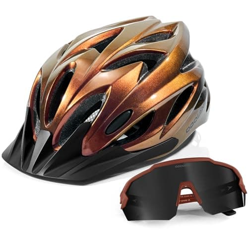 Odoland Adult Bike Helmet with Cycling Sunglasses,Bicycle Helmet Mountain Road Bike Cycling Certified Lightweight Adjustable Helmets for Men Women