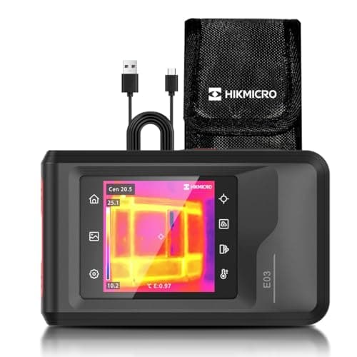 HIKMICRO E03 96x96 IR Thermal Camera 3.5" Touch Screen, 240 x 240 SuperIR | with Visual Camera, Smart Scene Recognition, LED Light, Fusion, 4GB,