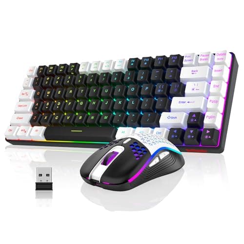 RedThunder K84 Wireless Keyboard and Mouse Combo, RGB Backlit Rechargeable Battery, 75% Layout 84 Keys TKL Ultra Compact Gaming Keyboard & Lightweight