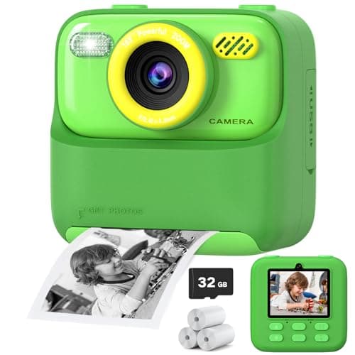 Upgrade Kids Camera Instant Print for Boys and Girls, 1080P HD Dual-Lens Selfie Digital Camera with Print Paper & 32G Card, Christmas Birthday Gifts