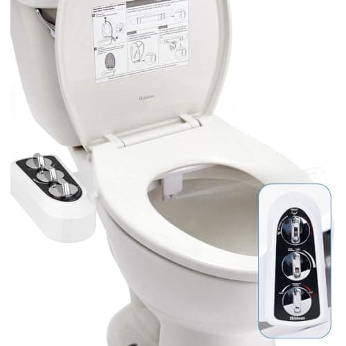 Hibbent Toilet Seat Bidet with Self Cleaning Dual Nozzle, Hot and Cold Water Spray Non-Electric Mechanical Bidet Toilet Attachment for Rear or Female