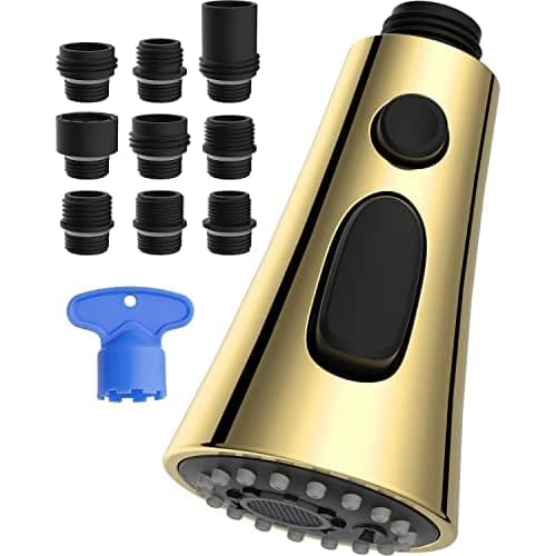 Hibbent 3-Function Pull Down Kitchen Faucet Head Replacement with 12 Adapters, NSF/ANSI/CAN 61 & CUPC Certified Sink Spray Nozzle, Compatible with