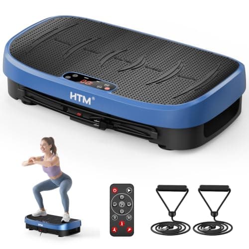 HTM Vibration Plate Exercise Machine, 9 Modes & 120 Speeds, Body Shake Plate with Resistance Bands Slot & Remote Control, 300 Lbs Capacity Shake Board
