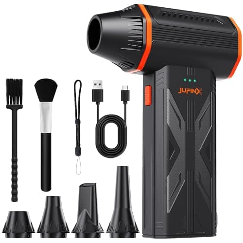 Compressed Air Duster,150000RPM High Speed brushless Motor Mini Blower | 3-speed adjustable electric air duster with multiple nozzles , for cleaning
