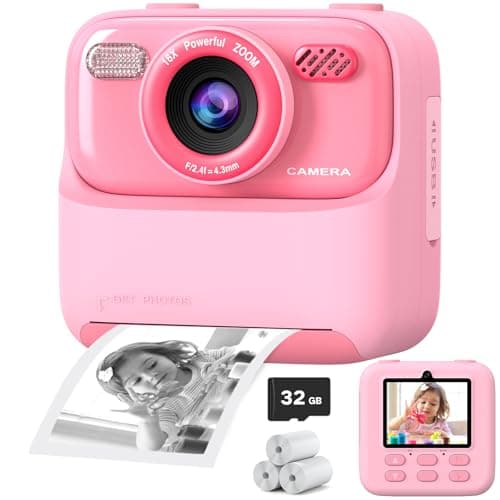 Upgrade Kids Camera Instant Print for Boys and Girls, 1080P HD Dual-Lens Selfie Digital Camera with Print Paper & 32G Card, Christmas Birthday Gifts