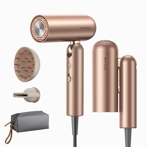 DREAME Pocket Pro Hair Dryer, Dual Voltage Travel Blow Dryer with Diffuser, 1300W Professional HighSpeed Ionic Hair Blower, Fast Drying, Low Noise,